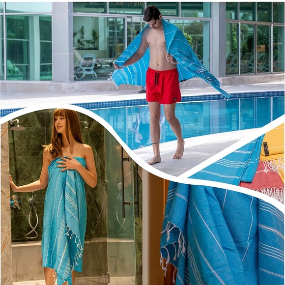 39x71 Turkish Beach Towel, Prewashed, 100% Cotton, Soft, Absorbent, Quick Dry - Picture 7 of 8